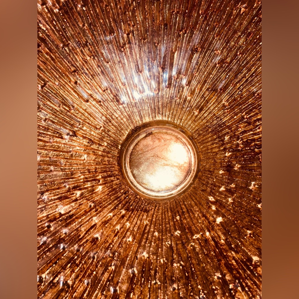 🔥 Rare Vintage MCM Lg Gold & Bronze Icicle Art Glass Decorative Centerpiece Bowl - Picture 11 of 16